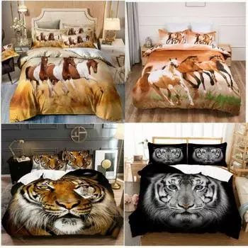 Одеяло с изображением лошади и тигра, комплект пододеяльников Doona, одноместное двойное постельное белье размера «queen-size», AU Single 135x200cm