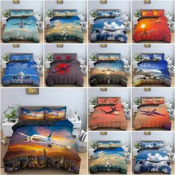 Одеяло с изображением самолета, пододеяльник Doona, одноместное двойное постельное белье с кроватью размера «queen-size», декор Single 135x200cm