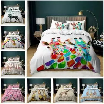 Одеяло с изображением жирафов, пододеяльник, комплект постельного белья, наволочка, односпальная, двуспальная, королевского размера, Великобритания Single 135x200cm