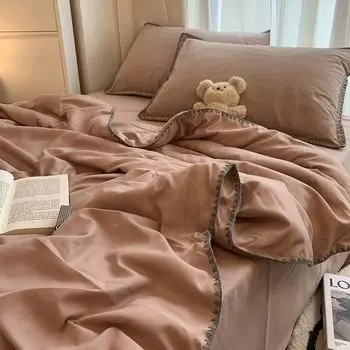 Одеяло с кондиционером, стеганое одеяло Ins, небольшое, свежее, однотонное, для одного и двух человек, вышитое, летнее, прохладное одеяло 120x150 1pcs