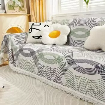 Одеяло с линиями, одноместное, полное, четырехсезонное, хлопковое, чехол для дивана, пылезащитный чехол против кошачьих царапин, одеяло для дивана 180x130cm