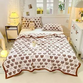 Одеяло с милым мультяшным медведем, супер мягкое, теплое, дышащее, для кровати, дивана, легкое, для путешествий, кемпинга, пушистое одеяло 70x100cm (28x39in)