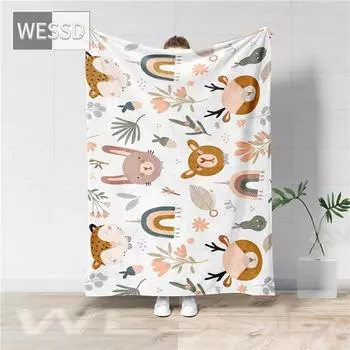 Одеяло с мультяшным принтом для детей, флисовое фланелевое покрывало, тонкое милое одеяло 80x100cm