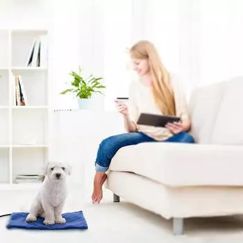 Одеяло с подогревом для домашних животных, электрическая грелка для собак, кошек, согревающий коврик для дома US Plug 40x30cm/15.7x11.8inch синий