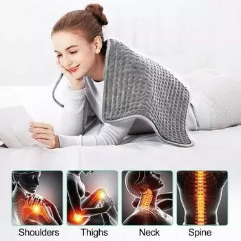 Одеяло с подогревом, водонепроницаемое обезболивающее, плюшевое, практичное, на плечах, спине, шее, очень большая электрическая грелка для дома UK Plug серебряный серый