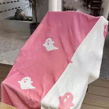 Одеяло с привидением на Хэллоуин, плюшевое одеяло Kawaii, мягкое, теплое, многофункциональное одеяло из фланели чёрный