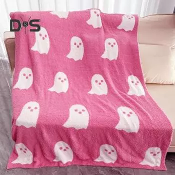Одеяло с привидениями на Хэллоуин, плюшевое одеяло Kawaii, мягкое, теплое, фланелевое, многоцелевое, для офиса, дивана, путешествий, легкое, с жутким принтом, одеяло для чёрный