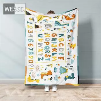 Одеяло с рисунком алфавита, детское одеяло в скандинавском стиле, кавайное одеяло, мягкое пушистое фланелевое флисовое односпальное покрывало на детскую кровать 80x100cm