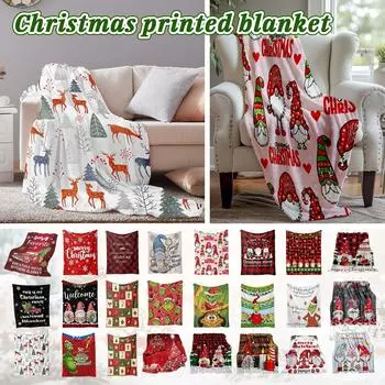 Одеяло с рисунком из мультфильма «Рождественский принт» для дома, гостиной, спальни, теплое и удобное фланелевое одеяло One Size