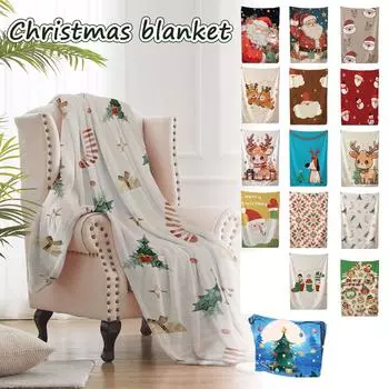 Одеяло с рисунком из мультфильма «Рождественский принт» для дома, гостиной, спальни, теплое и удобное фланелевое одеяло One Size