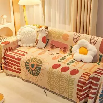 Одеяло с рисунком из мультфильма, устойчивое к царапинам, универсальное, для дивана, полотенце на четыре сезона, защита мебели для гостиной 180x130cm S