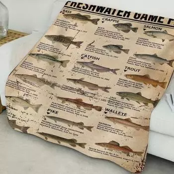 Одеяло с рыбными знаниями Разные цифровые рыбы и имена Печать Машинная стирка 3 S