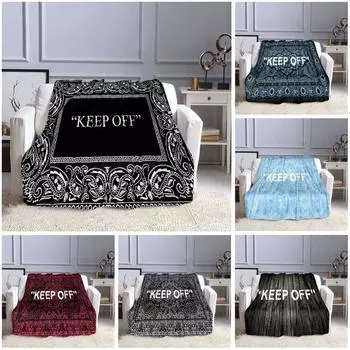 Одеяло с узором KEEP OFF, диванные одеяла для кроватей, супер мягкое теплое одеяло, фланелевое одеяло, фланелевое одеяло 75x90cm