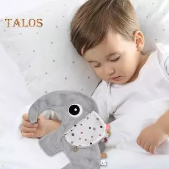 Одеяло-слоненок для младенцев и малышей, успокаивающее полотенце с шелестящей бумагой, мягкая плюшевая ткань, успокаивающий компаньон для игр и сна светло-серый