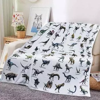 Одеяло супер мягкое удобное фланелевое одеяло динозавр алфавитный узор диванное одеяло для детей и взрослых 130x150cm