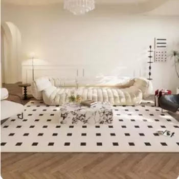 Одеяло в клетку Простой японский ветровой ковер для гостиной Грязеотталкивающий, нескользящий и простой в уходе ковер из кристального бархата 1200MMX1600MM