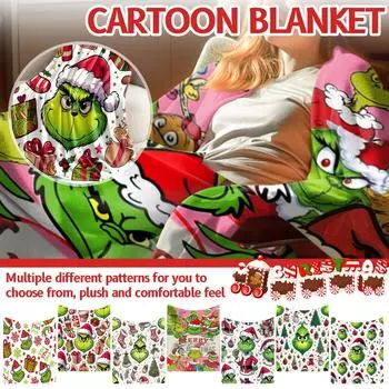 Одеяло зимнее покрывало для гостиной, дивана, модное фланелевое одеяло с цифровым принтом и рисунком мультфильма One Size