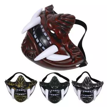 Одеваем полумаску для лица маскарад вечеринка косплей реквизит смешной праджня хання маска хеллоуин зелёный