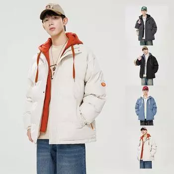 Одежда большого размера с хлопковой подкладкой, новые зимние мужские утолщенные куртки с хлопковой подкладкой, теплые куртки с капюшоном, толстая одежда с хлопковой подкладкой, поддельные две части M хаки