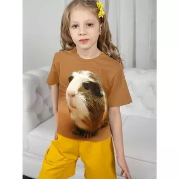 Одежда Детская футболка для девочки Детская футболка для девочки Милая морская свинка Одежда для девочек Топ для детей 2025 Лето Графический Подросток 100