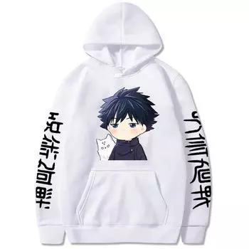 Одежда для аниме «Jujutsu Kaisen» Fushiguro Megumi Print Hooded Men Women Manga Hoodies Loose Casual Harajuku Male Sweatshirt Tops XS чёрный