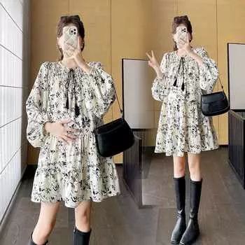 Одежда для беременных Платье больших размеров Платье для беременных M абрикосовый