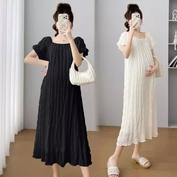 Одежда для беременных Платье большого размера Платье для беременных Летнее платье M абрикосовый