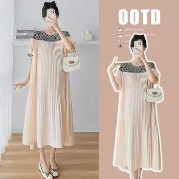 Одежда для беременных Платье большого размера Длинное платье для беременных M