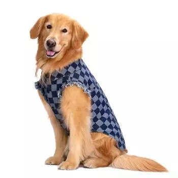 Одежда для больших собак, осенне-зимняя золотистая шерсть лабрадора, классическая клетчатая джинсовая рубашка для собак среднего и крупного размера, пальто с двумя лапами для домашних питомцев 28