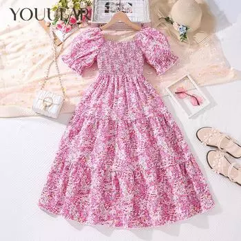 Одежда для девочек. Детская одежда для детей 10 лет. Новые летние платья 2024 г. 8Y розовый