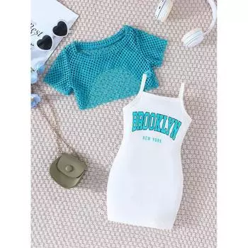 Одежда для девочек, летняя однотонная сетчатая юбка с короткими рукавами и принтом, модная юбка с баской, летние дети от 12 месяцев до 6 лет 12-18M красный