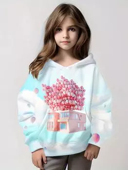 Одежда для девочек Милая толстовка Модные графические толстовки с капюшоном Одежда для детей и мальчиков Осенние топы с длинным рукавом и капюшоном Детские толстовки с капюшоном с героями мультфильмов 100