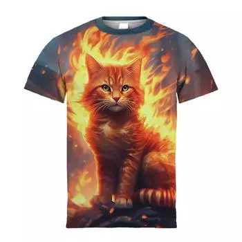 Одежда для девочек, новинка, футболки с рисунком кота, одежда для мальчиков с коротким рукавом, цельная детская летняя повседневная детская футболка с круглым вырезом 100