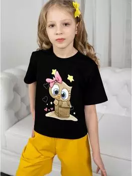 Одежда для девочек Топ Одежда для детей Ребенок Милая футболка с совой Одежда для девочек Графические футболки Детские футболки Детская Подростковая 5-6Y
