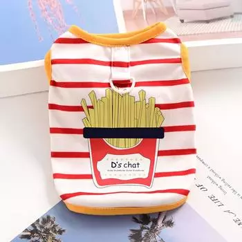 Одежда для домашних кошек, маленьких щенков, собак, весна, осень, лето, поводок, жилет с картошкой фри XS