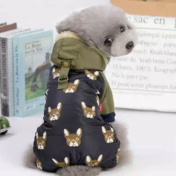 Одежда для домашних собак, осенне-зимняя одежда, одежда на четырех ногах, зимнее теплое хлопковое пальто с принтом тедди и маленькой собачки S красный