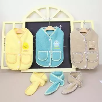 Одежда для домашних животных Бархатная одежда для собак Осенняя и зимняя одежда для плюшевых кошек Милый шарф Зимний бархатный шарф Мультяшный флис S