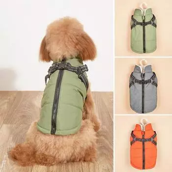 Одежда для домашних животных, без рукавов, светоотражающий дизайн, застежка-молния, ветрозащитный, удобный для ношения, сохраняет тепло, хлопок, зима теплая M темно-серого