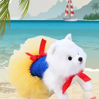 Одежда для домашних животных Элегантное изысканное платье-рубашка с сетчатым ремешком и бантом для домашних животных S жёлтый