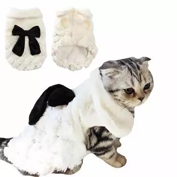 Одежда для домашних животных Элегантное роскошное зимнее пальто с мехом кошки, свитер для маленьких и средних кошек, одежда с бантом, модная зимняя куртка для щенков, пальто, комбинезон для котенка XL