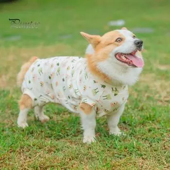 Одежда для домашних животных, комбинезон для домашних животных с мультяшным рисунком, дышащий, удобный, мягкий хлопковый пуловер для собак, пуловер для домашних животных L бежевый