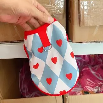 Одежда для домашних животных Маленькая собака Щенок Кошка Кролик Клетчатый свитер Love Дышащий жилет с язычком, который можно натянуть Одежда для щенков Пальто XS