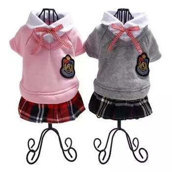 Одежда для домашних животных, одежда для собак, кампусный стиль, наряд для любителей маленьких собак, щенков, клетчатое платье для собак, толстовки с капюшоном, одежда для домашних животных XS