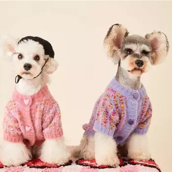 Одежда для домашних животных, осенне-зимняя одежда, милый маленький ароматный ветровой свитер для щенков и собак, теплая куртка-кардиган S розовый