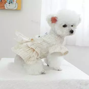 Одежда для домашних животных, платья для собак, одежда для вечеринок для домашних животных, одежда для маленьких кошек и собак L белый
