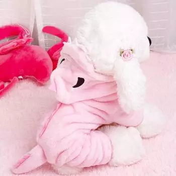 Одежда для домашних животных, привлекательная износостойкая пижама из кораллового флиса, очаровательная теплая пижама для четвероногих собак, товары для домашних животных L розовый