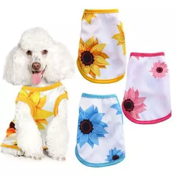 Одежда для домашних животных Прочная тонкая подшивка, удобная, без катышков, облегающее платье, полиэстер, солнечный цветок L розовый