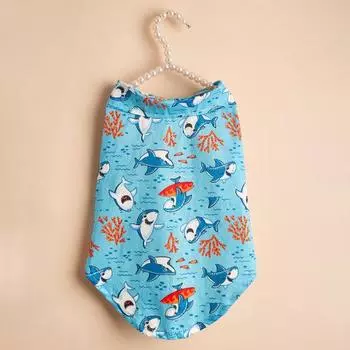 Одежда для домашних животных с привлекательным принтом, уютная рубашка с короткими рукавами для собак L синий