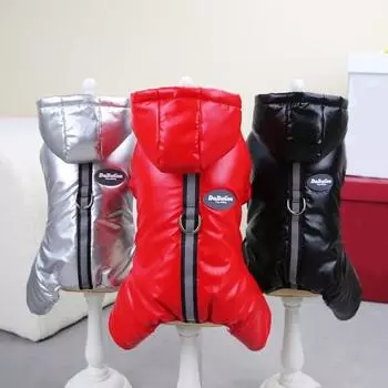 Одежда для домашних животных, светоотражающий комбинезон с четырьмя ногами, удобный теплый зимний хлопковый пальто для собак, товары для домашних животных M серебряный