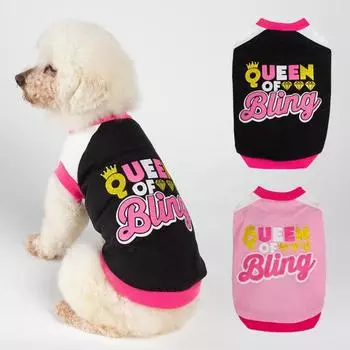 Одежда для домашних животных, свитшот с круглым вырезом и буквенным принтом для щенков, блестящий пуловер, жилет для собак, одежда на каждый день XL чёрный